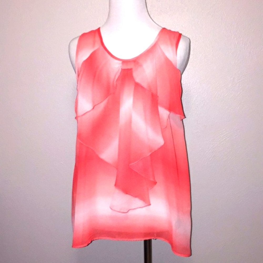 Size L A Byer sheer coral and white top
